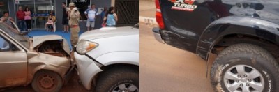 Na contramão, condutor colide em duas caminhonetes e foge do local