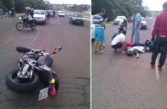 Casal fica ferido após ser fechado por carro e cair de motocicleta na Capital
