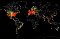 Um mapa de todos os dispositivos no mundo que estão conectados à internet