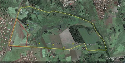 Linha amarela indica a área que passou por estudos antropológicos: (Reprodução)