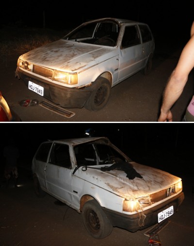 Carro com três crianças capota após condutor perder o controle por discutir com a mulher