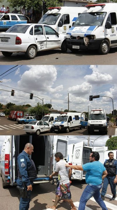 Furgão com 20 presos envolve-se em acidente e PM monta esquema de segurança