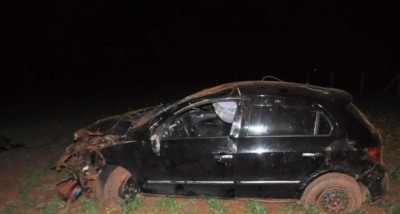 Veículo parou dentro de uma plantação às margens da BR-163, em Sonora (Maikon Leal/Coxim)