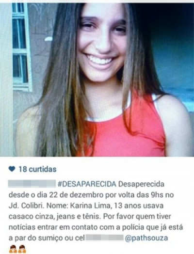 Adolescente de 13 anos sai para promover novena e desaparece