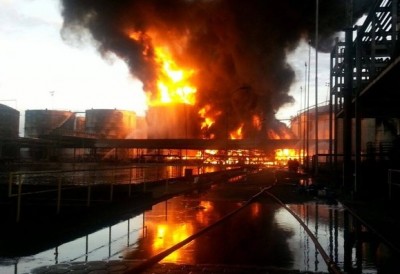 Equipes dos Bombeiros seguem trabalhando em incêndio na Alemoa, em Santos (Corpo de Bombeiros da PMESP)