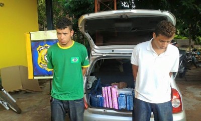 PRF prende dois homens que furaram bloqueio policial com 200kg de maconha