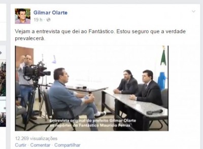 Olarte divulga gravação de entrevista em rede nacional