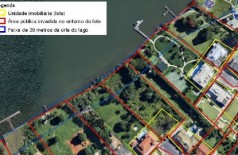 Imagem aérea mostra como área pública foi invadida por moradores do Lago Sul (Reprodução)