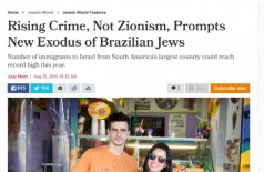 Reportagem do 'Haaretz' sobre aumento da migração de judeus brasileiros para Israel (Reprodução)