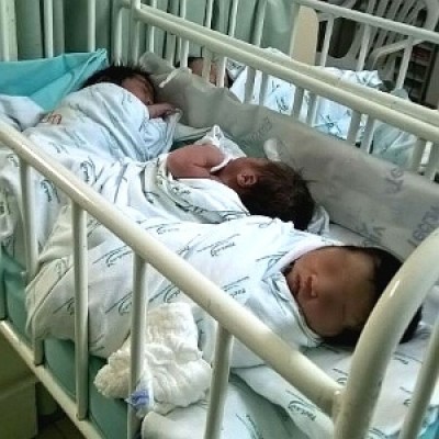 Três bebês aparecem em foto dormindo no mesmo berço no setor neonatal do Hospital Geral Dr. César Cals, em For... (Divulgação/Sindsaúde-CE)