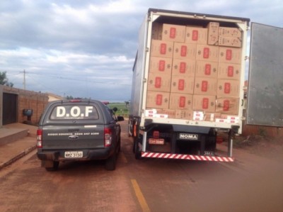 Carga de cigarros avaliada em R$ 2 milhões apreendida (Foto: DOF)
