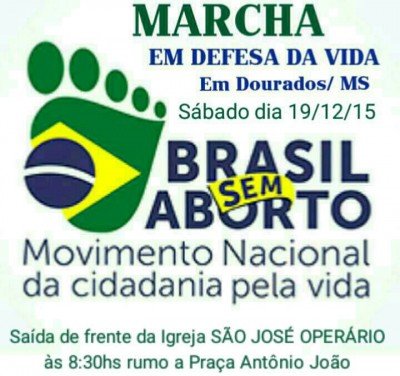 Marcha contra legalização do aborto acontece sábado em Dourados
