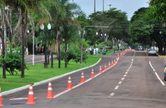 Cones são colocados ao longo da avenida para garantir mais segurança aos ciclistas ((Assecom))