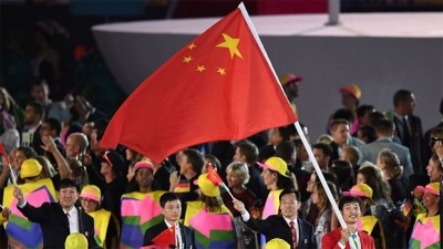 Bandeira da China usada na cerimônia de abertura causou polêmica (GETTY)
