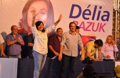 Délia Razuk e seu vice, Marisvaldo Zeuli, durante a convenção que os lançou para a disputa da prefeitura (Foto: Divulgação)