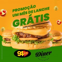Banner: Um mês de lanche grátis Diner Burger