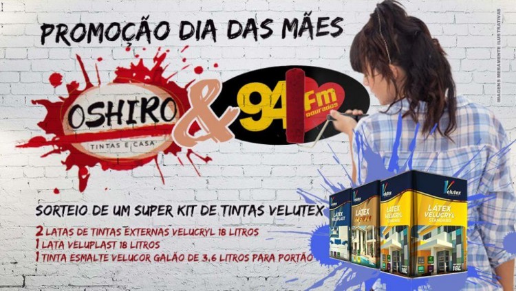Banner: Dia das Mães Oshiro Tintas e 94 FM Dourados
